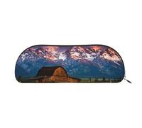 DNBCLEZK National Park Semicircular Pencil Case, Full-Pattern Printed Pen Pouch, Premium PVC Cross-Grain Leather with Polyester Lining