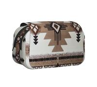 DNBCLEZK Native American Flip Top Double Layer Pencil Case,Full Print Oxford-Cloth Stationery Pouch with Zipper and Sticky Flap,Large Capacity Pencil Bag
