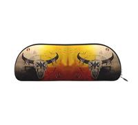 DNBCLEZK Native American Semicircular Pencil Case, Full-Pattern Printed Pen Pouch, Premium PVC Cross-Grain Leather with Polyester Lining