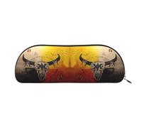 DNBCLEZK Native American Semicircular Pencil Case, Full-Pattern Printed Pen Pouch, Premium PVC Cross-Grain Leather with Polyester Lining