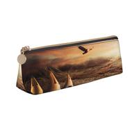 DNBCLEZK Native American Tribes Cute Leather Triangular Pencil Case,Premium Smooth Zipper Durable Metal Puller,Full-Print Designer Stationery Organizer for School Office
