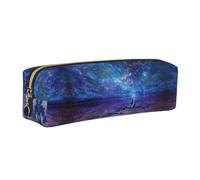 DNBCLEZK Northern Lights Cute Leather Pencil Case,Premium Smooth Zipper Durable Metal Puller,Full-Print Designer Stationery Organizer for School Office
