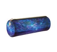 DNBCLEZK Northern Lights Cute Round Leather Pencil Case,Premium Smooth Zipper Durable Metal Puller,Full-Print Designer Stationery Organizer for School Office
