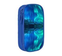 DNBCLEZK Northern Lights Double Layer Large Capacity Pencil Case,Print Polyester Oxford-Cloth Stationery Pouch with Multi Slots, Multi-Compartment Storage Bag