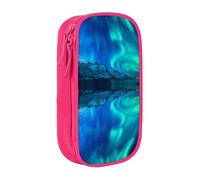 DNBCLEZK Northern Lights Double Layer Large Capacity Pencil Case,Print Polyester Oxford-Cloth Stationery Pouch with Multi Slots, Multi-Compartment Storage Bag