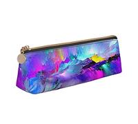 DNBCLEZK Northern Lights Painting Cute Leather Triangular Pencil Case,Premium Smooth Zipper Durable Metal Puller,Full-Print Designer Stationery Organizer for School Office