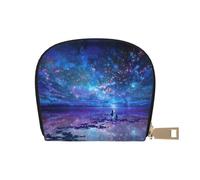 DNBCLEZK Northern Lights Pu Leather Semicircle Card Holder Wallet, Compact Zipper Card Case with 12 Card Slots 2 Main Compartments,Water-Resistant Small Purse