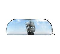 DNBCLEZK Old Sailing Ship Leather Pencil Case for Girls Boys,Print Cute Personalised Pencil Case Stationery Storage Bags