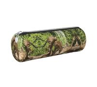 DNBCLEZK Panther On Tree Trunk Waterfall Cylinder Leather Pencil Case, Multifunctional Full Print Cross Grain PVC Pen Pouch,Lightweight Portable Stationery Bag