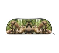 DNBCLEZK Panther On Tree Trunk Waterfall Semicircular Pencil Case, Full-Pattern Printed Pen Pouch, Premium PVC Cross-Grain Leather with Polyester Lining