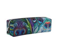 DNBCLEZK Peacock Feathers Cute Leather Pencil Case,Premium Smooth Zipper Durable Metal Puller,Full-Print Designer Stationery Organizer for School Office