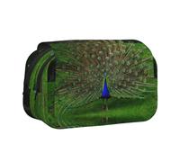 DNBCLEZK Peacocks Double Layer Flip-Top Pencil Case,Large Capacity 50 Pens Organizer, Durable Polyester Stationery Holder for School, Art Travel (All-Over Print)