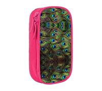 DNBCLEZK Peacock'S Feather Double Layer Large Capacity Pencil Case,Print Polyester Oxford-Cloth Stationery Pouch with Multi Slots, Multi-Compartment Storage Bag
