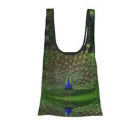DNBCLEZK Peacocks Foldable Reusable Shopping Bags,Print Waterproof Grocery Tote With Carry Pouch,Holds 50+Lbs,Compact Eco-Friendly Shopping-Bag For Travel