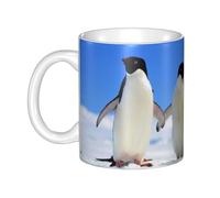 DNBCLEZK Penguin Eco-Friendly Ceramic Coffee Mug with Full Wrap Print,Thickened Anti-Slip Base Comfort Grip Handle,Handcrafted Ceramic Cup