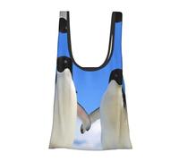 DNBCLEZK Penguin Foldable Reusable Shopping Bags,Print Waterproof Grocery Tote With Carry Pouch,Holds 50+Lbs,Compact Eco-Friendly Shopping-Bag For Travel