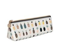 DNBCLEZK Pineapple Cute Leather Triangular Pencil Case,Premium Smooth Zipper Durable Metal Puller,Full-Print Designer Stationery Organizer for School Office