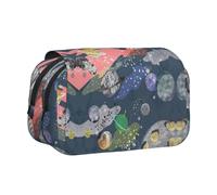 DNBCLEZK Planet Flip Top Double Layer Pencil Case,Full Print Oxford-Cloth Stationery Pouch with Zipper and Sticky Flap,Large Capacity Pencil Bag