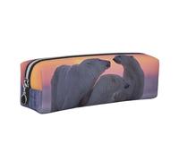 DNBCLEZK Polar Bear Cute Leather Pencil Case,Premium Smooth Zipper Durable Metal Puller,Full-Print Designer Stationery Organizer for School Office