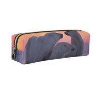 DNBCLEZK Polar Bear Cute Leather Pencil Case,Premium Smooth Zipper Durable Metal Puller,Full-Print Designer Stationery Organizer for School Office