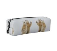 DNBCLEZK Polar Bear Cute Leather Pencil Case,Premium Smooth Zipper Durable Metal Puller,Full-Print Designer Stationery Organizer for School Office