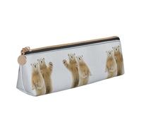 DNBCLEZK Polar Bear Cute Leather Triangular Pencil Case,Premium Smooth Zipper Durable Metal Puller,Full-Print Designer Stationery Organizer for School Office