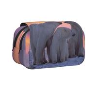 DNBCLEZK Polar Bear Flip Top Double Layer Pencil Case,Full Print Oxford-Cloth Stationery Pouch with Zipper and Sticky Flap,Large Capacity Pencil Bag