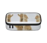 DNBCLEZK Polar Bear Large Capacity Pencil Case with Compartments,Oxford-Fabric Pen Pouch with Multi-Pocket Zipper, Aesthetic Printed Stationery Bag