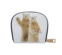 DNBCLEZK Polar Bear Pu Leather Semicircle Card Holder Wallet, Compact Zipper Card Case with 12 Card Slots 2 Main Compartments,Water-Resistant Small Purse