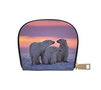 DNBCLEZK Polar Bear Pu Leather Semicircle Card Holder Wallet, Compact Zipper Card Case with 12 Card Slots 2 Main Compartments,Water-Resistant Small Purse