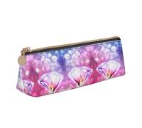 DNBCLEZK Pretty Diamond Cute Leather Triangular Pencil Case,Premium Smooth Zipper Durable Metal Puller,Full-Print Designer Stationery Organizer for School Office