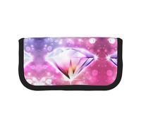 DNBCLEZK Pretty Diamond Large Capacity Canvas Pencil Case with Full Print Black Trim,Multipurpose Makeup Bag Organizer, Double Zipper Closure (19x9x5 Cm)