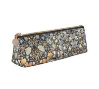 DNBCLEZK Pretty Stones Cute Leather Triangular Pencil Case,Premium Smooth Zipper Durable Metal Puller,Full-Print Designer Stationery Organizer for School Office