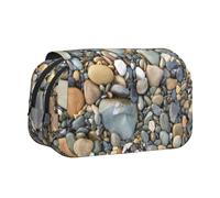 DNBCLEZK Pretty Stones Flip Top Double Layer Pencil Case,Full Print Oxford-Cloth Stationery Pouch with Zipper and Sticky Flap,Large Capacity Pencil Bag