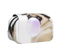 DNBCLEZK Pug Dog Flip Top Double Layer Pencil Case,Full Print Oxford-Cloth Stationery Pouch with Zipper and Sticky Flap,Large Capacity Pencil Bag