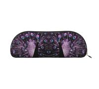 DNBCLEZK Purple Peacock Leather Pencil Case for Girls Boys,Print Cute Personalised Pencil Case Stationery Storage Bags