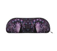 DNBCLEZK Purple Peacock Leather Pencil Case for Girls Boys,Print Cute Personalised Pencil Case Stationery Storage Bags