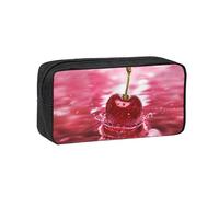 DNBCLEZK Red Cherries Simple Large-Capacity Pencil Case with Full Print,600d Oxford-Fabric,Durable Sturdy,Smooth Zipper, Pen Holder for School Office Travel
