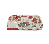 DNBCLEZK Red Mushrooms Customizable Leather Zipper Pencil Case, Full-Print Design School and Office Stationery Holder (Personalized Pattern)