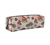 DNBCLEZK Red Mushrooms Cute Leather Pencil Case,Premium Smooth Zipper Durable Metal Puller,Full-Print Designer Stationery Organizer for School Office
