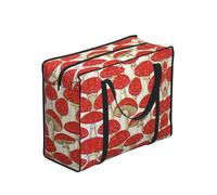 DNBCLEZK Red White Mushroom Large Tote Shopping Bag With Artistic Print,Water-Resistant Oxford-Fabric,Heavy Duty Carry Handles (28cm)