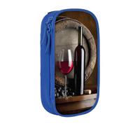DNBCLEZK Red Wine Bottle Glass Double Layer Large Capacity Pencil Case,Print Polyester Oxford-Cloth Stationery Pouch with Multi Slots, Multi-Compartment Storage Bag