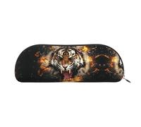 DNBCLEZK Roaring Tiger Leather Pencil Case for Girls Boys,Print Cute Personalised Pencil Case Stationery Storage Bags