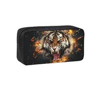 DNBCLEZK Roaring Tiger Simple Large-Capacity Pencil Case with Full Print,600d Oxford-Fabric,Durable Sturdy,Smooth Zipper, Pen Holder for School Office Travel