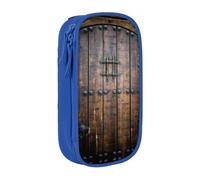 DNBCLEZK Rustic Stall Wooden Door Double Layer Large Capacity Pencil Case,Print Polyester Oxford-Cloth Stationery Pouch with Multi Slots, Multi-Compartment Storage Bag