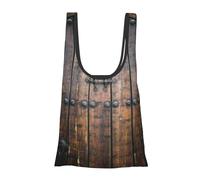 DNBCLEZK Rustic Stall Wooden Door Foldable Reusable Shopping Bags,Print Waterproof Grocery Tote With Carry Pouch,Holds 50+Lbs,Compact Eco-Friendly Shopping-Bag For Travel