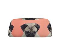 DNBCLEZK Sad Dog Customizable Leather Zipper Pencil Case, Full-Print Design School and Office Stationery Holder (Personalized Pattern)