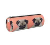 DNBCLEZK Sad Dog Cute Round Leather Pencil Case,Premium Smooth Zipper Durable Metal Puller,Full-Print Designer Stationery Organizer for School Office