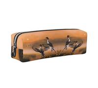 DNBCLEZK Seagulls by The Lake in The Sunset Cute Leather Pencil Case,Premium Smooth Zipper Durable Metal Puller,Full-Print Designer Stationery Organizer for School Office