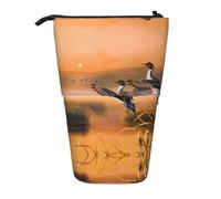 DNBCLEZK Seagulls By The Lake in The Sunset Expandable Pencil Case,Oxford-Fabric Telescopic Pencil Pouch with Zipper, Portable Multifunctional Stationery Bag